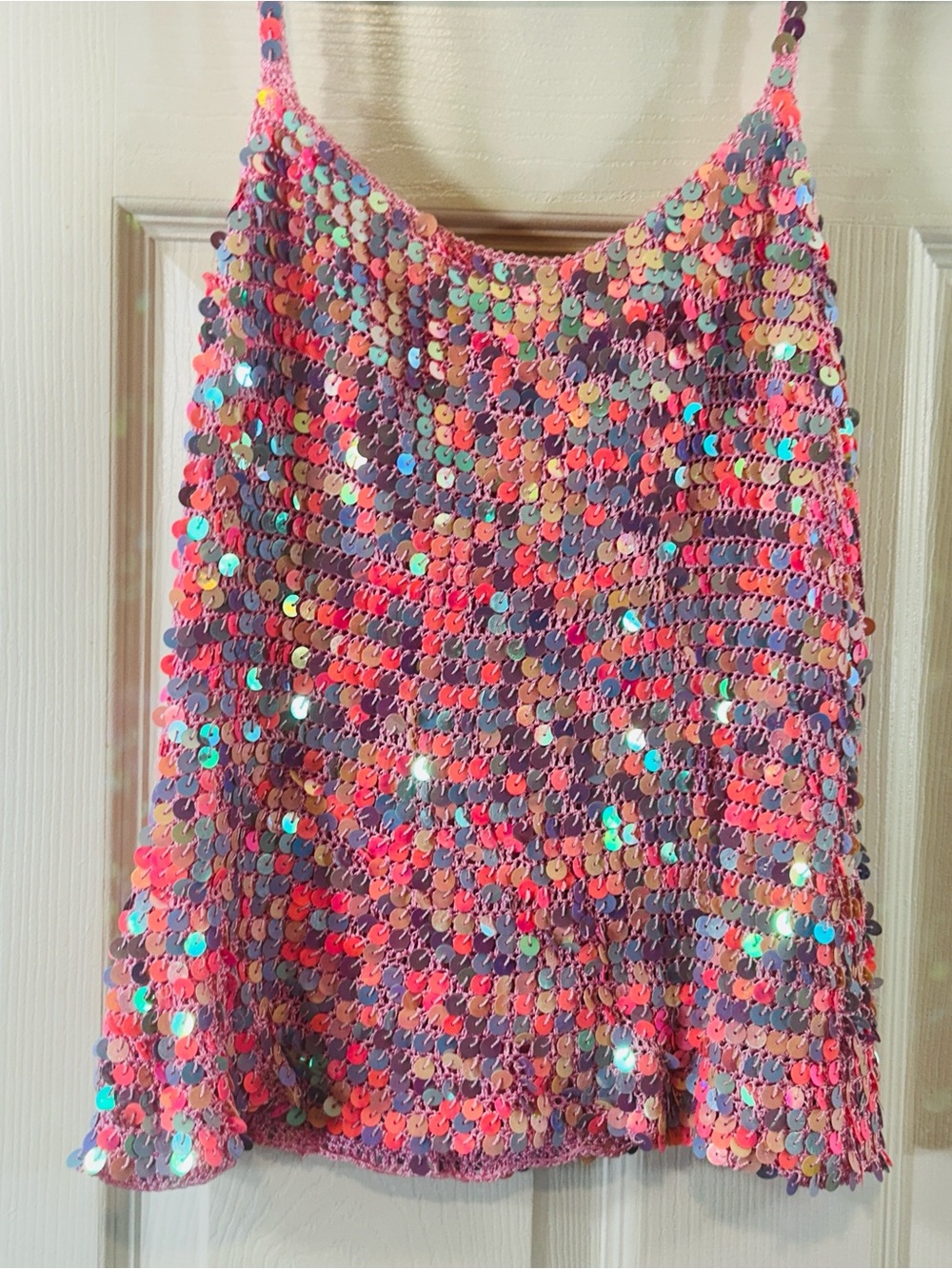 Pampolina Pink Crochet Sequin Tank Top